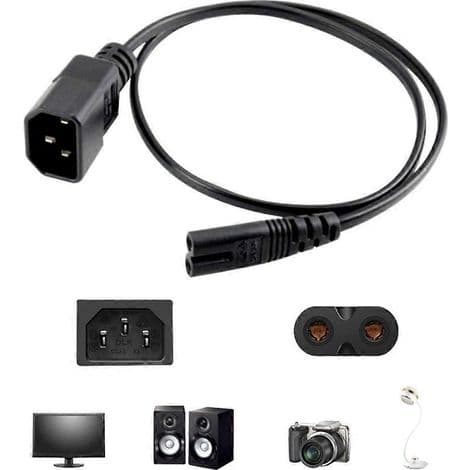 C14 till C7 hane-hona strömkabel, PVC-adapter för sovrum