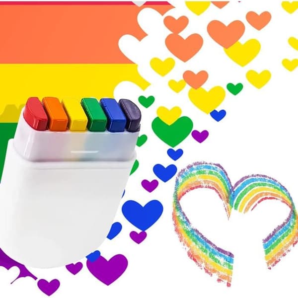 Set med 2 ansikts- och kroppsborstar, Rainbow Pride ansiktsborste, Pride ansiktsfärg
