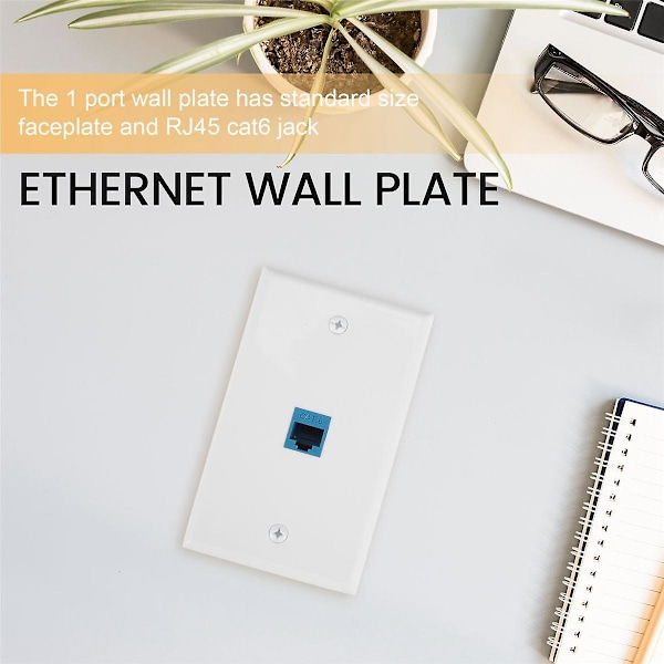 2-pak 1-ports Ethernet vægplade, RJ45 Cat6 hun til hun stik inline kobler frontplader, 1-port