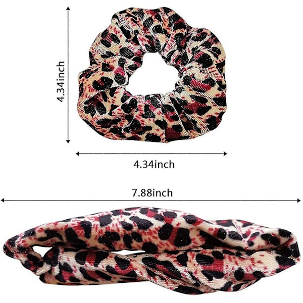 10 stk. Leopard Scrunchies til Kvinder Velvet Cheetah Print Scrunchie Elastisk Hår