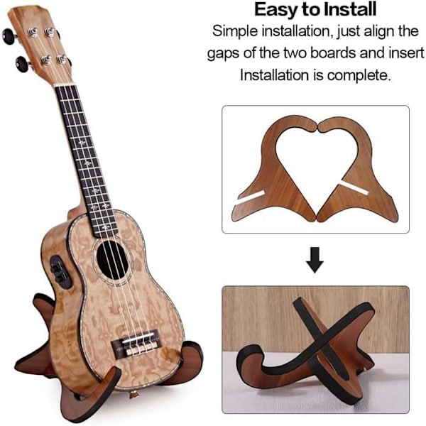 Ukuleleställ, gitarrställ, bärbart och hopfällbart träställ för X-typ musikinstrument
