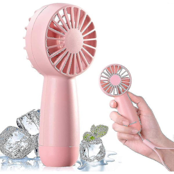 Kädessä pidettävä tuuletin, ladattava minituuletin, kannettava käsituuletin henkilökohtainen tuuletin 3 nopeudella matkatuuletin sähkötuuletin - VÄRI: Pinkki