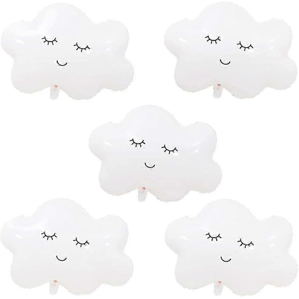 White Cloud Ballonger Skyformet Folie Mylar Ballonger For Temafest Bursdagsdekorasjonsutstyr, 5 stk