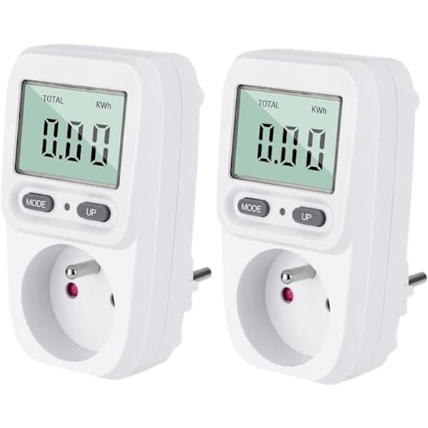 Elmåler - Wattmeter - 16 A - Baggrundsbelyst - Multifunktion - Hvid