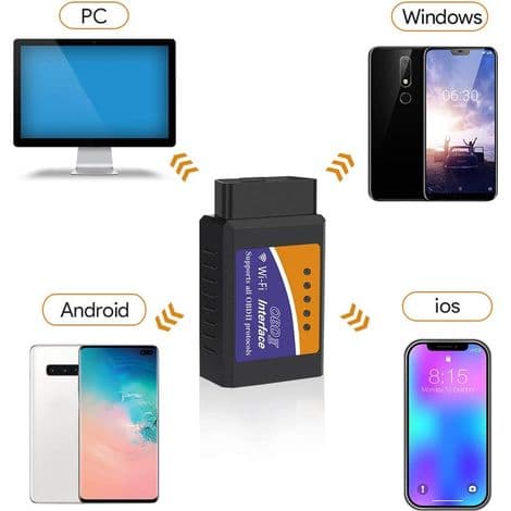 OBD2 WiFi-diagnosverktyg, OBD2 ELM327 bildiagnosverktyg, OBD II diagnosskanner för alla fordon,