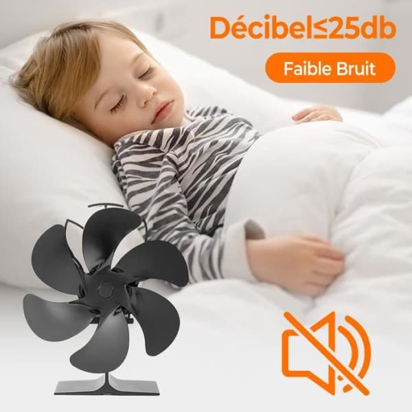 Brændeovnsventilator - 6 vinger - Lydløs - Energibesparende