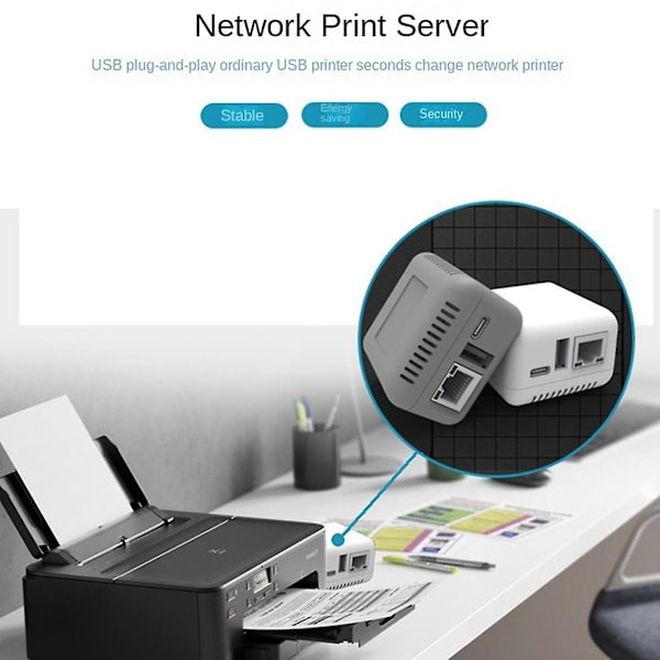 Mini NP330 Netværks USB 2.0 Print Server (Netværksversion)