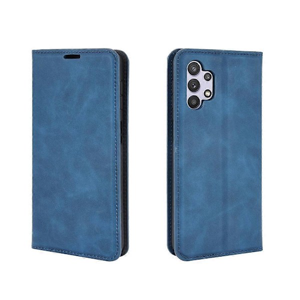 Skin-Touch Auto-absorberende Læder Cover med Wallet Stand til Samsung Galaxy A32 5G/M32 5G Case