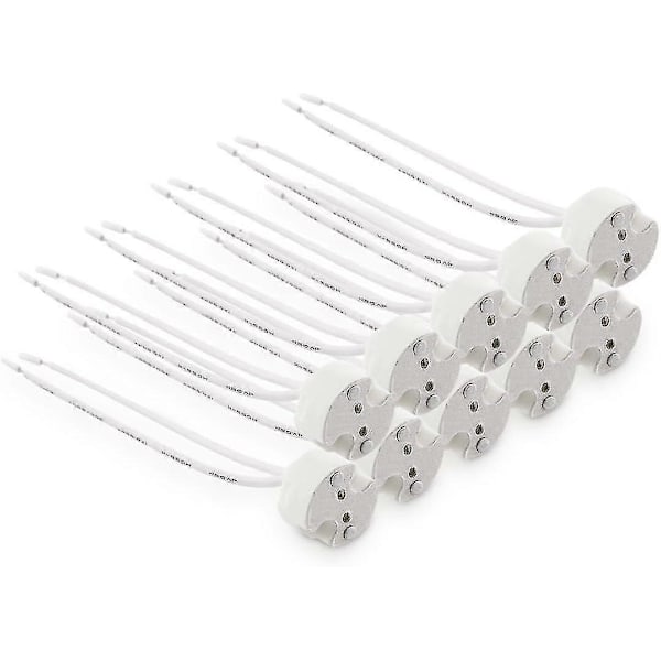 Lot 10x GU5.3 Sokkel - GU5.3 eller MR16 Sokkel - Beslag med 12V Kabel - Til Lyspære Lampe Som LED Halogen Spot