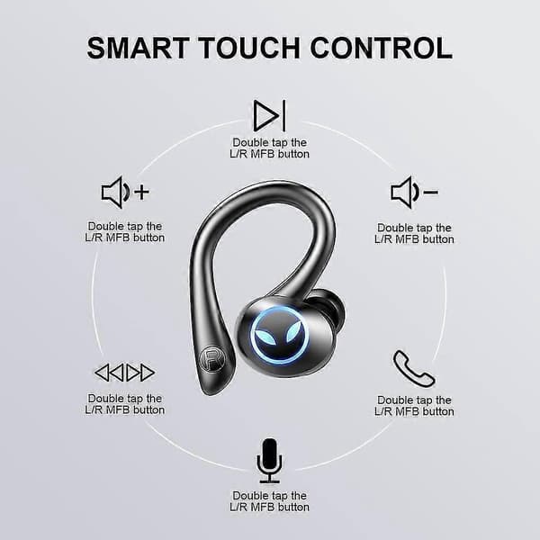 Sport Bluetooth Øretelefoner, Bluetooth 5.1 Headset, Trådløse Ørepropper Ipx7 X