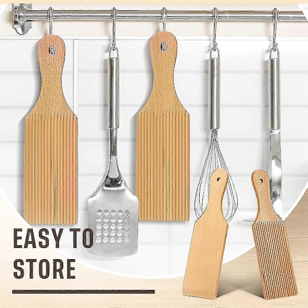 3 stk. Gnocchi Boards og Træsmørpadler til Rulning af Dej 23,1 x 7,1 cm Gnocchi Paddle Pasta Fremstillingsværktøj Rulle