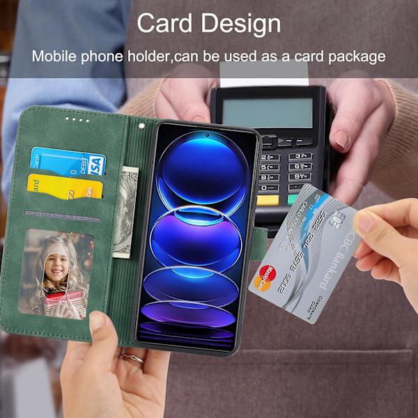 Flip Cover til OnePlus Nord 3 5G/Ace 2V, Linjer Indgraveret Wallet Stand Mobil Læderetui farve: Grøn