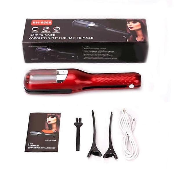 Hår Split Ends Trimmer Remover Skadat Hår Röd EU-kontakt