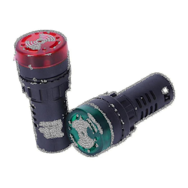 2 stk Rød Grøn Led Buzzer Bip Indikatorlys 22mm Ac 220v Ad16-22sm
