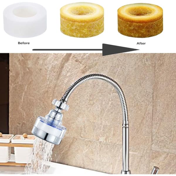 Kranfilter, 360° roterende antikalkkranfilter, kalkfjerner kranfilter, antikalkfilter med universaladapter, 2-delt sett