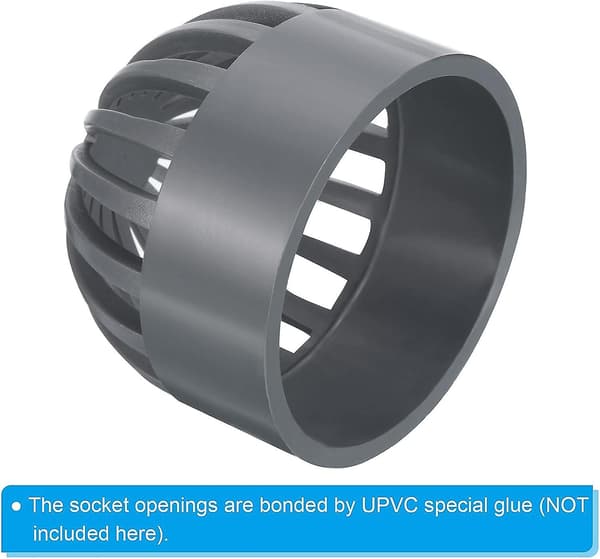 2 tommer (ca. 5,1 cm) Atrium Afløbsrist Dæksel, 3-pak Rund Udendørs Upvc Kloakafløbsfitting Adapter Til Dræningssystemer, Grå