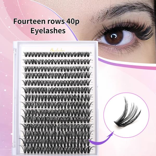 D Curl False Eyelashes (14 Rows) 40P - Natural, Reusable and Lightweight for Extension