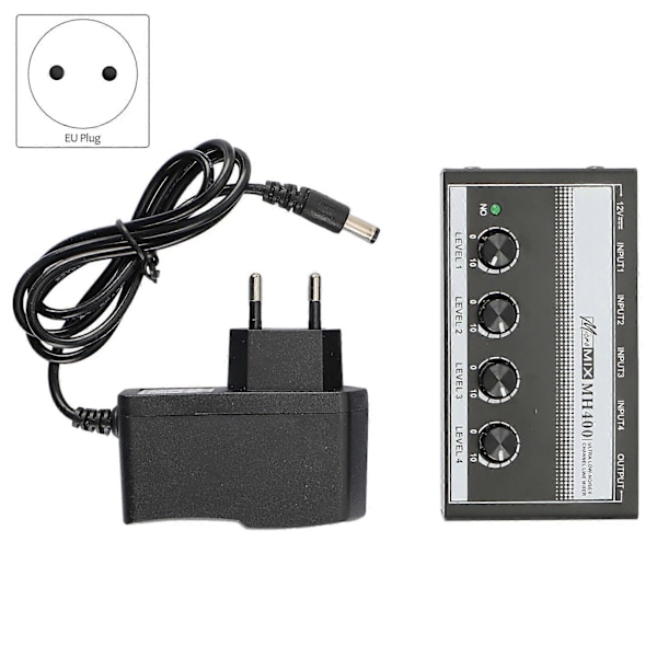4-kanals profesjonell lydmikser lav-støy audio lydmikserforsterker for keyboard, musikkinstrumenter (EU-plugg)