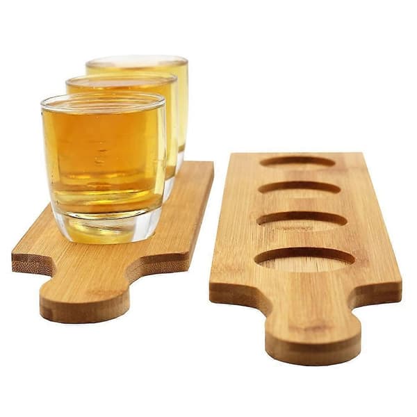 5-pack Naturlig Smakprovningsbräda Serveringspaddel Dryckeshållare