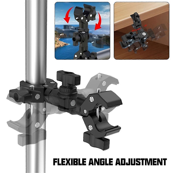 Dobbel Klemme Feste Brakett Magic Arm Klemme for Gopro Insta 360 Kamera Monitor Led Lys Selfie Stick