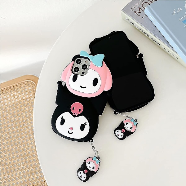 Txgot iPhone 13 -kotelo 3D-piirroskuvioilla Kuromi ja My Melody Kawaii söpö hauska hauska silikoninen muotoilu muodikkaat ainutlaatuiset puhelinkotelot (iPhone 13 6,1 tuumaa