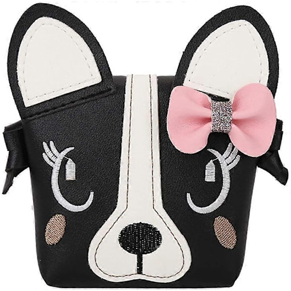 Lille Pige Tasker, Sød Hvalpe Skuldertaske Crossbody Taske med en Sløjfe, Gaver til Små Piger (Sort)