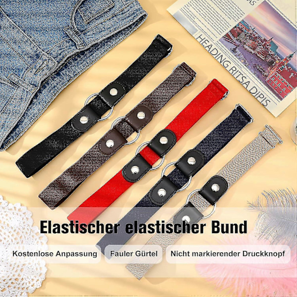 5-pack Bälte Utan Spänne - Osynligt Stretchigt Elastiskt Bälte (25-152cm)