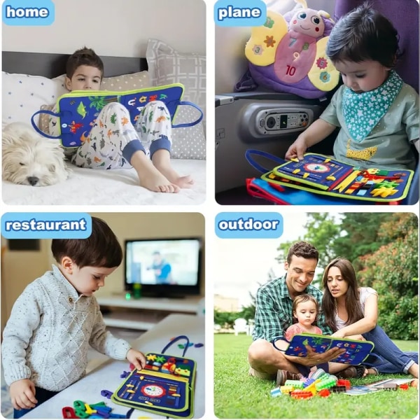 25-IN-1 Busy Board: Montessori-lelu 1-4-vuotiaille taaperoille - Kehitä hienoja motorisia taitoja ja aistinvaraista kehitystä blue
