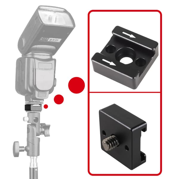 Cold Shoe Mount Adapter Cold Shoe Extender til kamera Sort