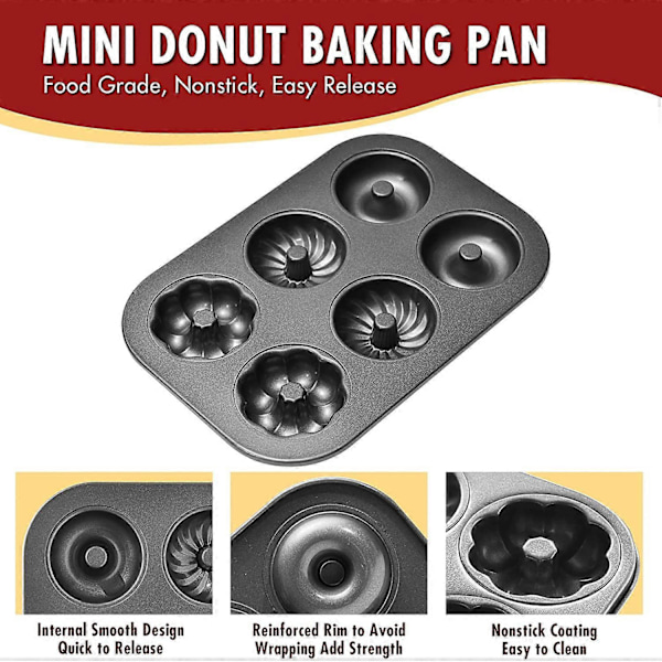 Donutbageform til bagning 6-kop 2-pak sort 27,4 cm * 19 cm