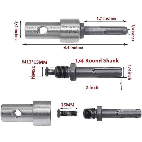 Elektrisk borradapter för sladdlös borr och sladdlös borr, SDS Plus till 0,5" gänga (M13 x 15 mm) runt skaft för slagskruvdragare