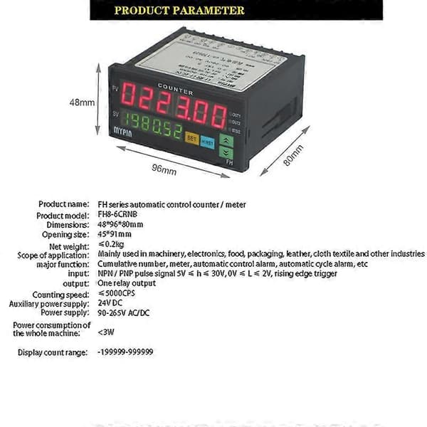 Tæller Mini Længde Batch Meter 1 Forudindstillet Relæ Udgang Tæller Praktisk Længde Meter 90-260V AC