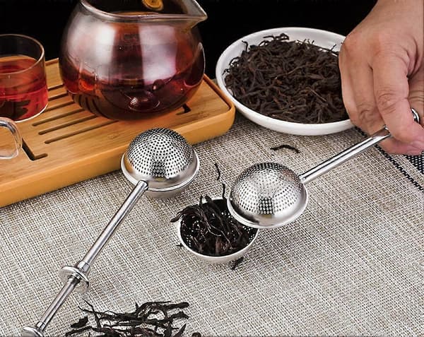 Tesil Infuser Tryck Rostfritt Stål Utdragbar Teboll Lösbladste Tesil Te Tillbehör (silver) (2st)