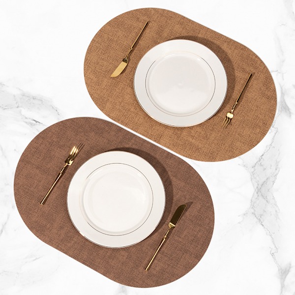 5-pack Placemats i konstläder Oval Enkel tyg läder placemat