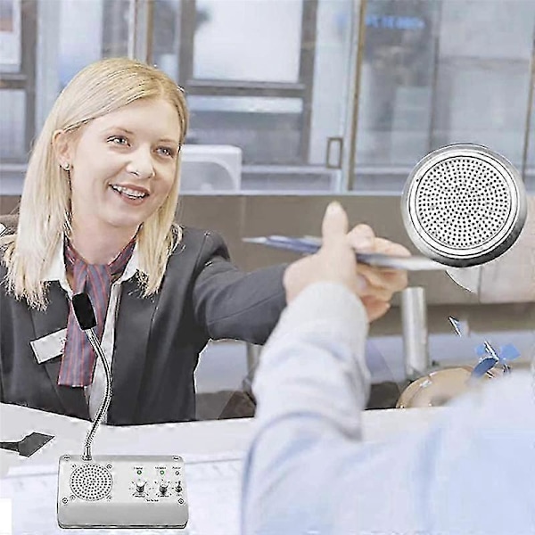 Fönsterhögtalarsystem, Dubbelriktad Fönstermikrofon Intercom Högtalare, Intercomsystem för Företag, Kontor, Skola EU-kontakt jn