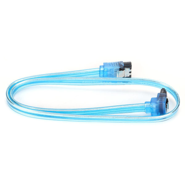 Solid State SATA-kabel 3.0 for rask og pålitelig PC-dataoverføring - Gjennomsiktig blå (1 rett, 1 albue)
