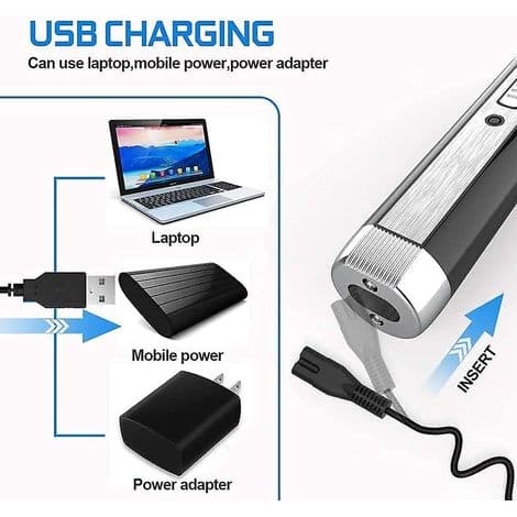 4-i-1 smertefri USB nese- og ørehårfjerner med dobbelt blad, vanntett og enkel å rengjøre