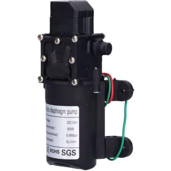 12V 60W Vattentrycksmembranpump, självsugande pump för trädgårdssprutning, bevattning, simbassänger