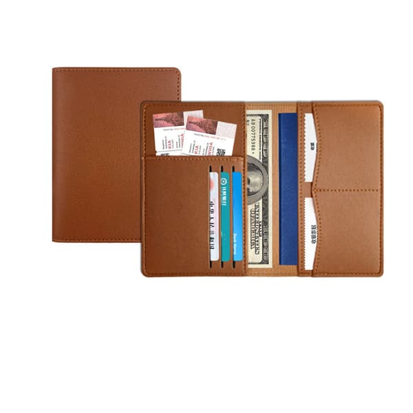 Stylish PU Leather Passport Holder - brown