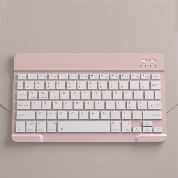 Trådløst Bluetooth-tastatur - 10-tommer genopladeligt lyserødt