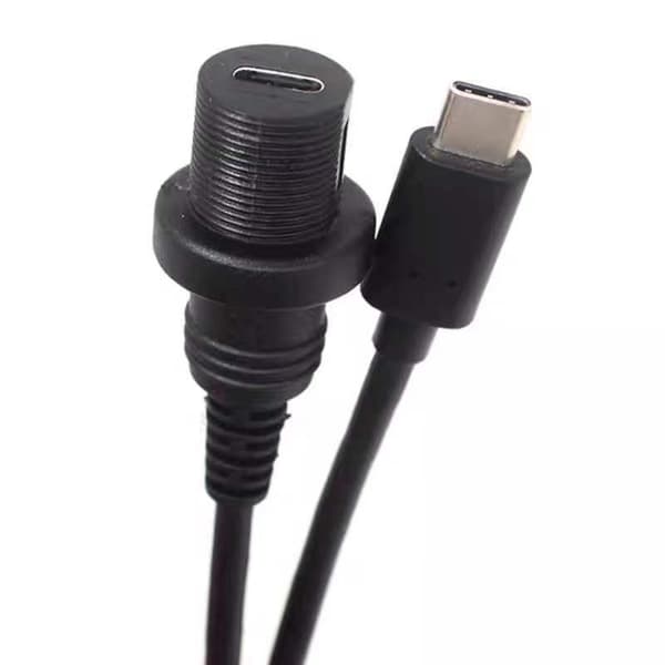 USB 3.1 Typ-C C Hane Till Hona Infälld Panelmontering Förlängnings Vattentät Kabel Bil