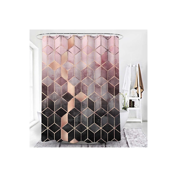 Modern Geometrisk Badrum Vattentät Duschdraperi A-STORLEK, FÄRG: 180x180cm, Rosa