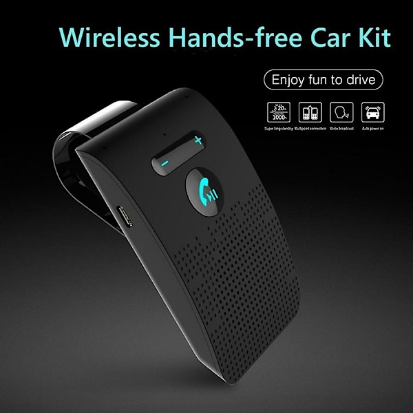 Bluetooth 5.0 -kaiutin Handsfree-autonäyttöön Langaton äänen vastaanotin Kaiutinpuhelin Kova MP3-musiikkisoitin Kaksoismikrofoni