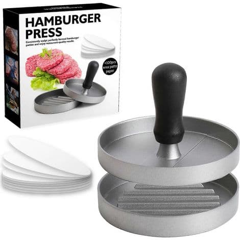 Profesjonelt stekepanne tilbehørssett: baconpresse og hamburgerform