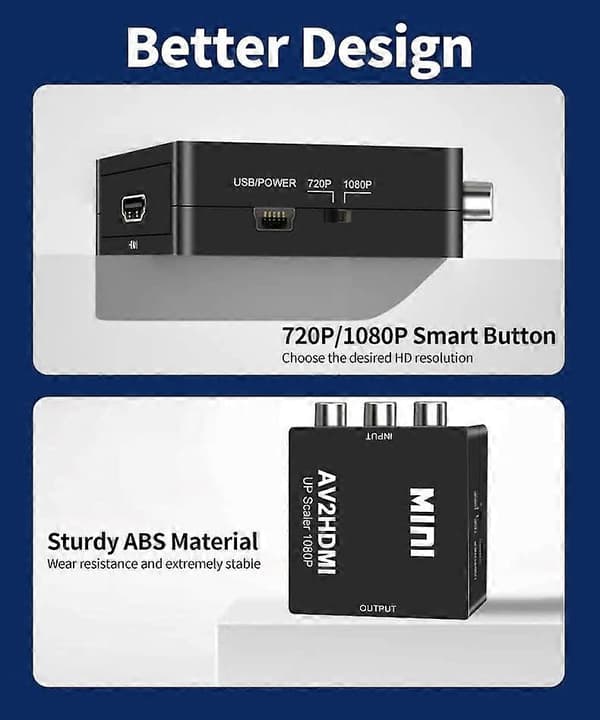 RCA-HDMI-muunnin, RCA-HDMI-sovitin, 1080P Mini