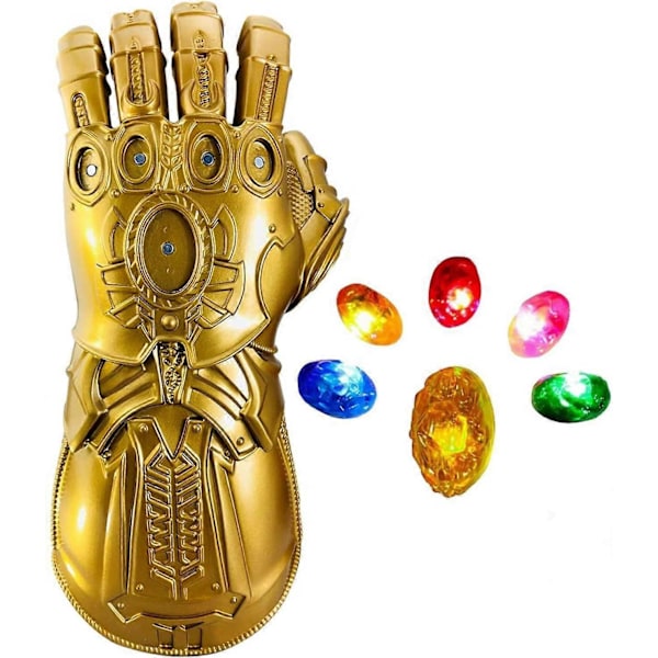 Infinity War Thanos Infinity Gauntlet - Elektroniset irrotettavat hehkuvat Infinity Stones - Cosplay Halloween -rekvisiitta PVC-hanskat aikuisille