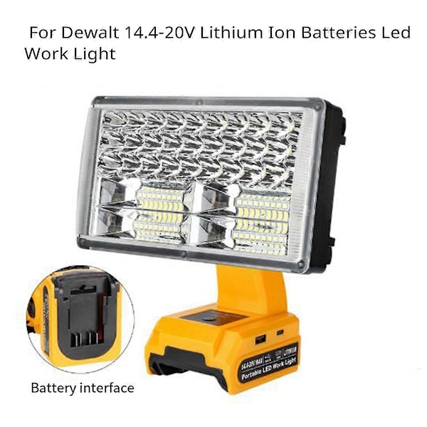 Til Dewalt 14.4-20V Lithium Ion Batterier LED Arbejdslampe 30W 3300LM Byggepladslampe Trådløs Håndholdt