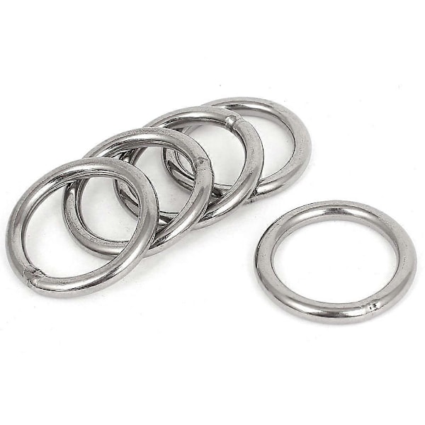 40mm x 5mm Stainless Steel Webbing Strapping Welded O Rings 5 Pcs