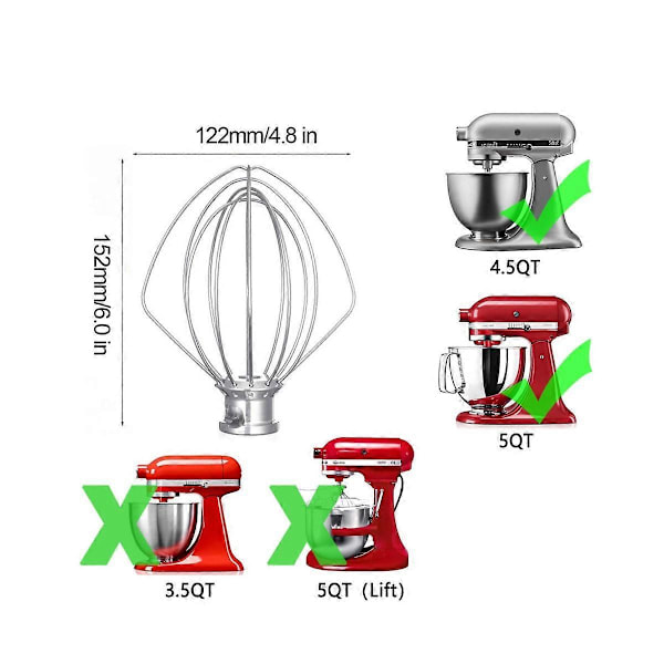 Tiltskaft Standmixer Tilbehør til KitchenAid 4,5-5 Qt - KitchenAid Paddel Tilbehør til K45B/K5THCB/K5THBS