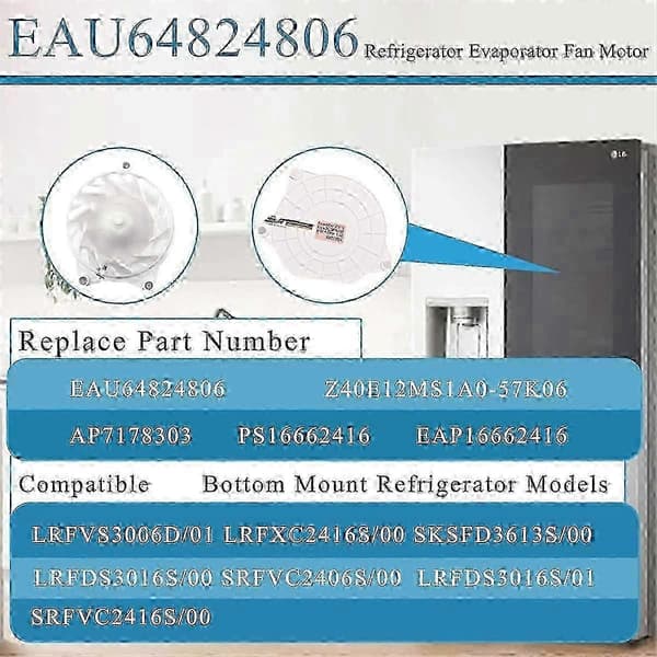 LG Køleskab Fordamper Blæsermotor Model EAU64824806 hwy